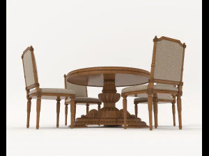 Classic Dining Table and Chairs 19 3D Model