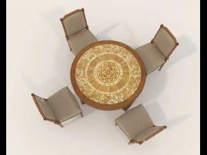 Classic Dining Table and Chairs 19 3D Model
