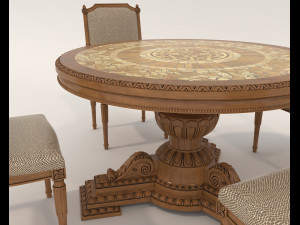 Classic Dining Table and Chairs 19 Modelo 3D