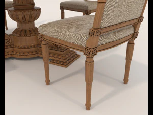 Classic Dining Table and Chairs 19 3D Model