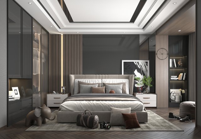 Modern Bedroom Interior Scene 20 3D Model .c4d .max .obj .3ds .fbx .stl .blend 