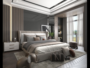 Modern Bedroom Interior Scene 20 3D Model