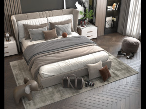 Modern Bedroom Interior Scene 20 3D Model