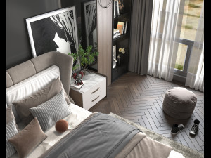 Modern Bedroom Interior Scene 20 3D Model