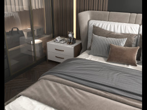 Modern Bedroom Interior Scene 20 3D Model