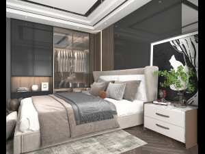 Modern Bedroom Interior Scene 20 3D Model