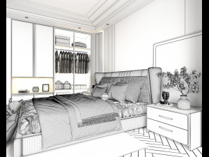Modern Bedroom Interior Scene 20 3D Model