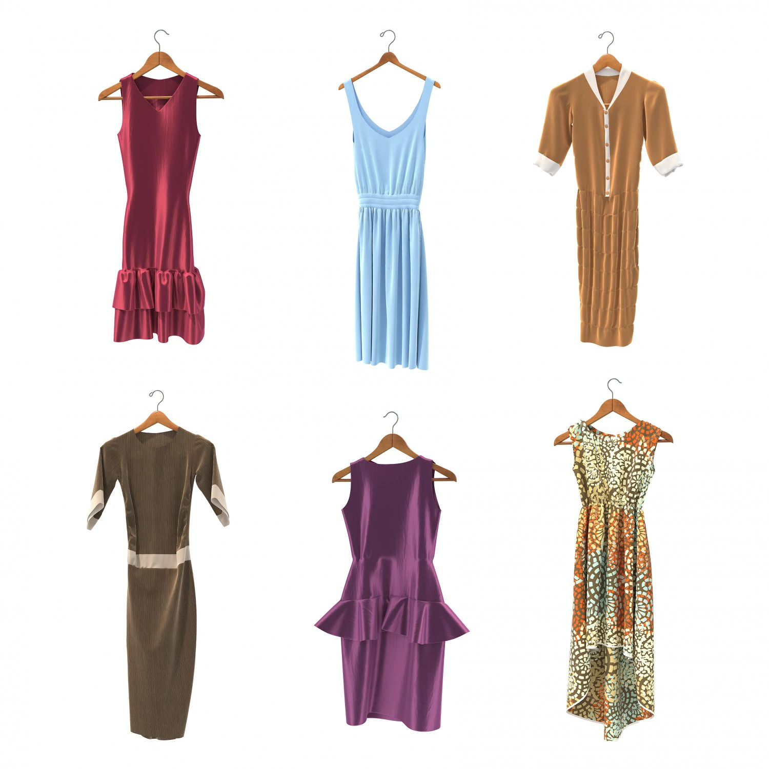 Dress on Hanger 11 3D Model .c4d .max .obj .3ds .fbx .stl .blend