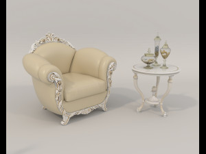 European Style Coffee Table and Armchairs 2 Modèle 3D