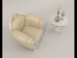European Style Coffee Table and Armchairs 2 3D 모델