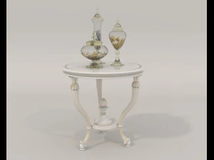 European Style Coffee Table and Armchairs 2 3D Model