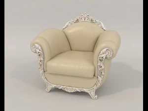 European Style Coffee Table and Armchairs 2 3D Model