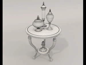 European Style Coffee Table and Armchairs 2 3D Model
