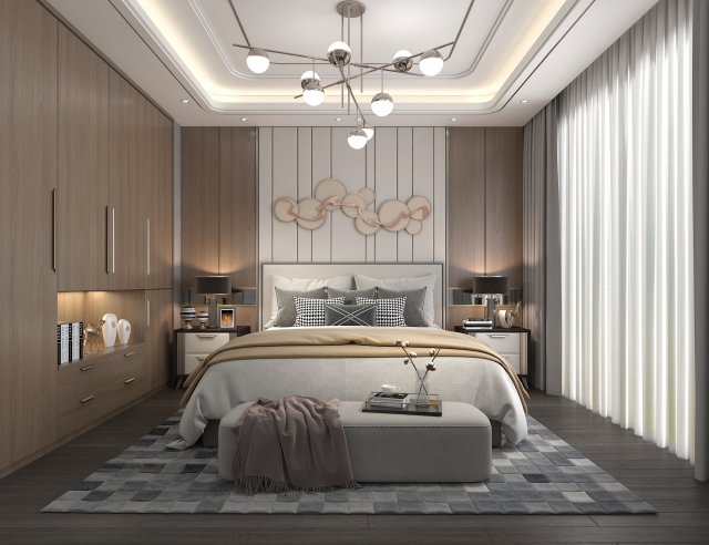 Modern Bedroom Interior Scene 21 3D मॉडल .c4d .max .obj .3ds .fbx .stl .blend 