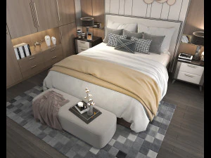 Modern Bedroom Interior Scene 21 3D Model