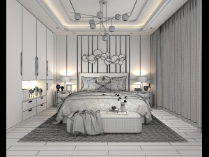 Modern Bedroom Interior Scene 21 3D मॉडल