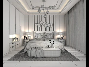 Modern Bedroom Interior Scene 21 3D Model