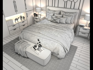 Modern Bedroom Interior Scene 21 3D मॉडल