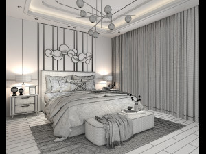 Modern Bedroom Interior Scene 21 3D मॉडल