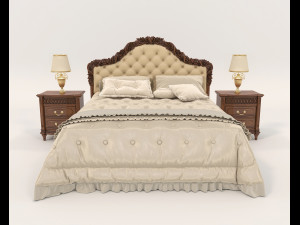 European Style Bed Set 17 3D Model