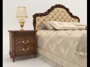 European Style Bed Set 17 3D Model