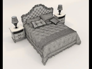 European Style Bed Set 17 3D Model