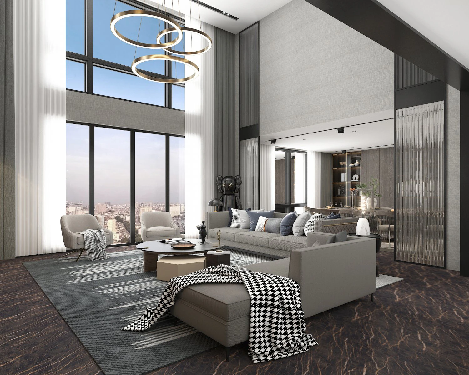 Living Room and Dining Room Scene 2 3D Model .c4d .max .obj .3ds .fbx .stl .blend