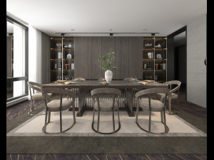 Living Room and Dining Room Scene 2 3D Model