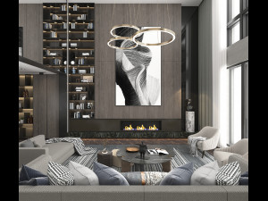 Living Room and Dining Room Scene 2 3D Model
