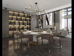 Living Room and Dining Room Scene 2 3D Model