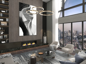 Living Room and Dining Room Scene 2 3D Model