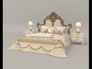 European Style Bed Set 18 3D Model