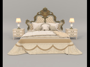 European Style Bed Set 18 Modèle 3D