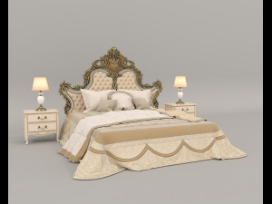 European Style Bed Set 18 Modèle 3D