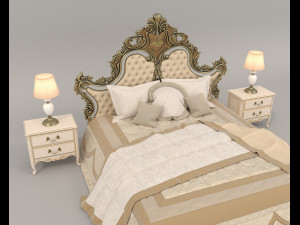 European Style Bed Set 18 Modèle 3D