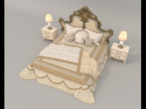 European Style Bed Set 18 Modèle 3D
