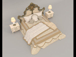 European Style Bed Set 18 Modèle 3D