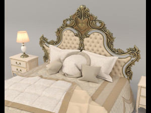 European Style Bed Set 18 Modèle 3D