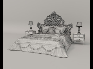 European Style Bed Set 18 Modèle 3D
