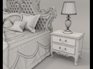 European Style Bed Set 18 Modèle 3D
