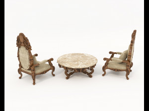 Classic Coffee Table and Armchairs 14 Model 3D