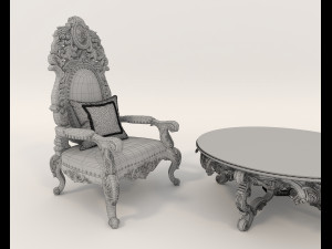Classic Coffee Table and Armchairs 14 Model 3D