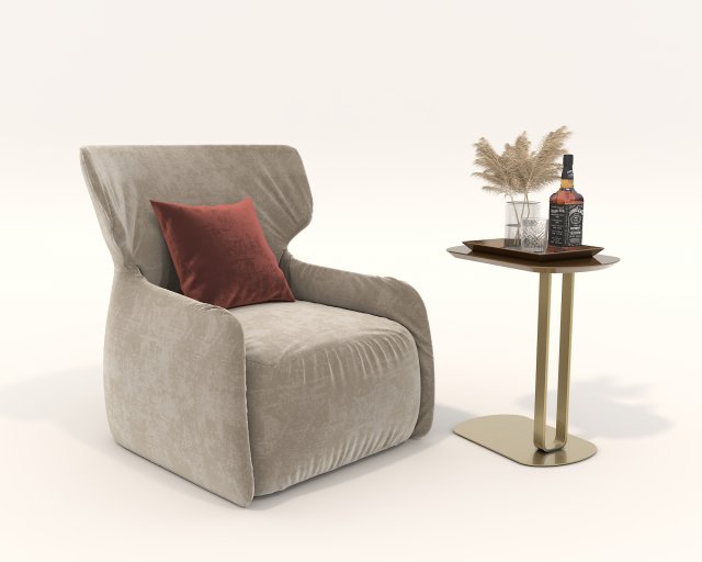 Contemporary Style Coffee Table and Armchair 14 3Dモデル .c4d .max .obj .3ds .fbx .stl .blend 