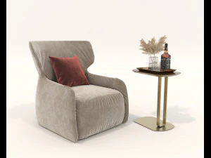 Stolik kawowy i fotel w stylu wsp&oacute;łczesnym 14 Model 3D