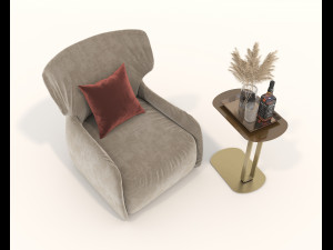 Contemporary Style Coffee Table and Armchair 14 3Dモデル