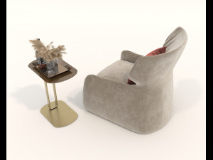 Contemporary Style Coffee Table and Armchair 14 3Dモデル