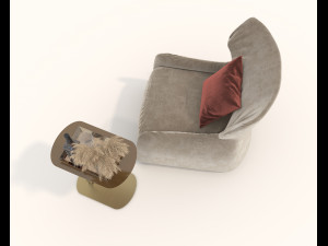 Contemporary Style Coffee Table and Armchair 14 3Dモデル