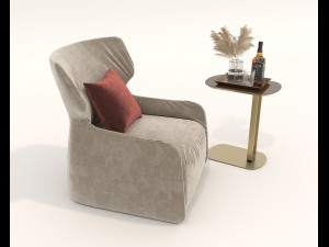 Contemporary Style Coffee Table and Armchair 14 3Dモデル