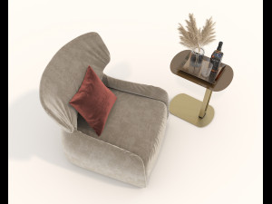Contemporary Style Coffee Table and Armchair 14 3Dモデル