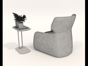 Contemporary Style Coffee Table and Armchair 14 3Dモデル
